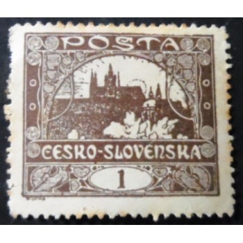 Selo postal da Tchecoslováquia de 1919 Prague Castle 1 N
