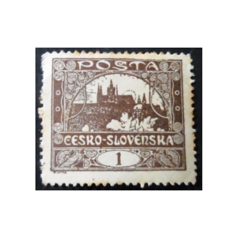 Selo postal da Tchecoslováquia de 1919 Prague Castle 1 N