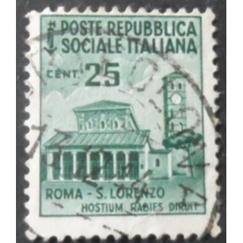 Selo postal da Itália de 1944 Basilica of San Lorenzo