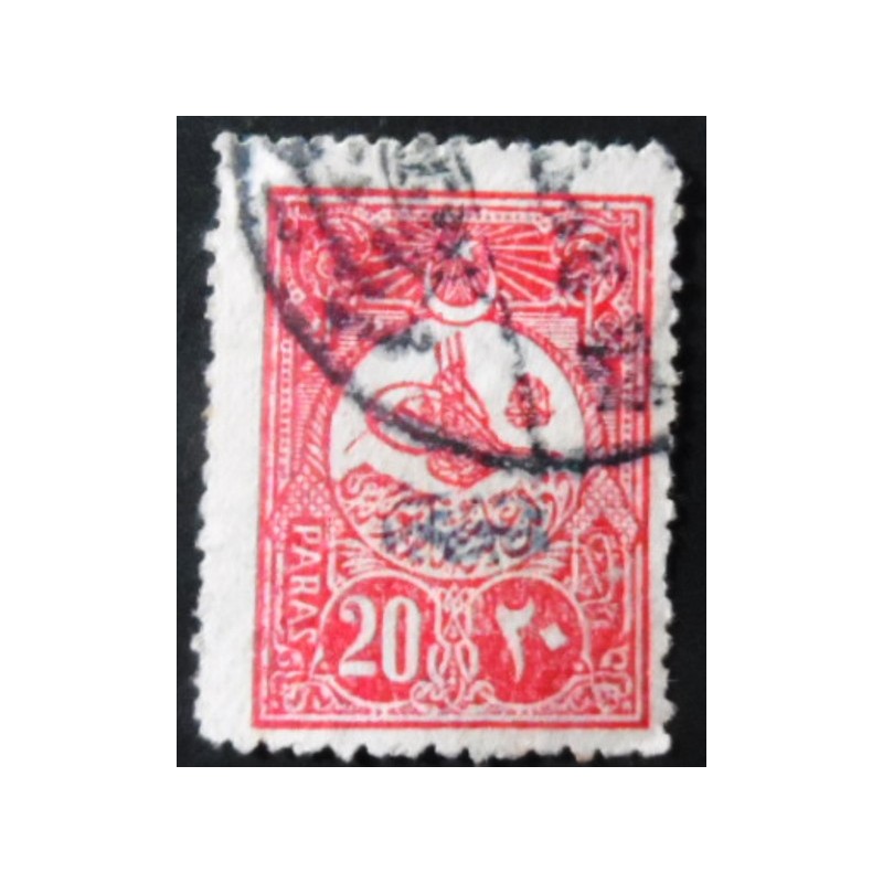 Selo postal da Turquia de 1908 Tughra of Abdul Hamid II 20 C