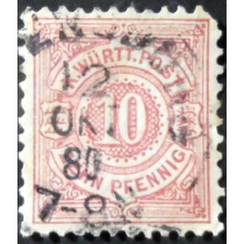 Selo postal de Württemberg de 1875 - Numeral in Circle 10