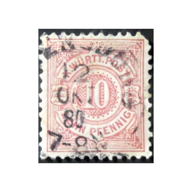 Selo postal de Württemberg de 1875 - Numeral in Circle 10