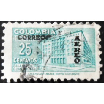 Selo da Colômbia de 1953 Communication building overprint 25
