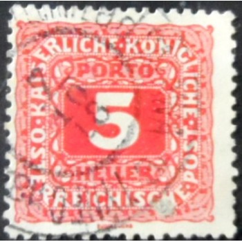 magem similar à do selo postal da Áustria de 1916 - Digit in Octagon 5