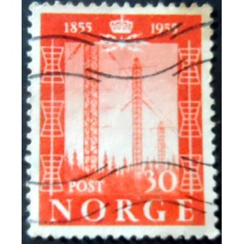 Selo postal da Noruega de 1954 Telegraph