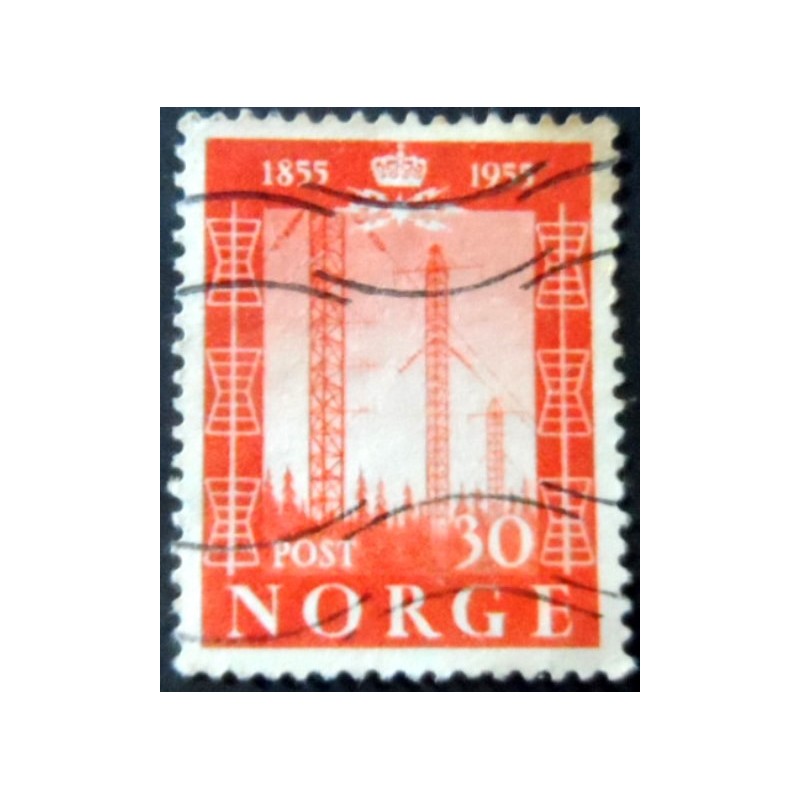 Selo postal da Noruega de 1954 Telegraph