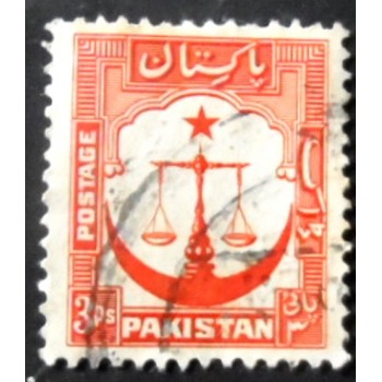 Selo postal do Paquistão de 1954 Scales of Justice 3 C
