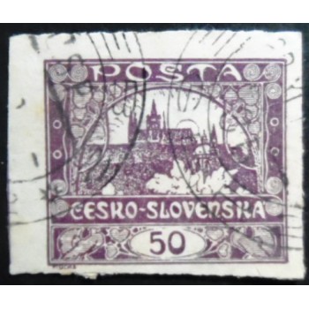 Selo postal da Tchecoslováquia de 1919 Prague Castle 50 U