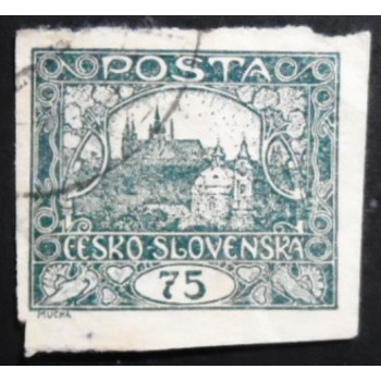 Selo postal da Tchecoslováquia de 1919 Prague Castle 75