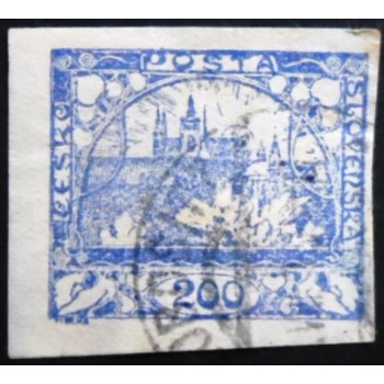 Selo postal da Tchecoslováquia de 1919 Prague Castle 200