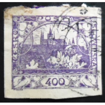 Selo postal da Tchecoslováquia de 1919 Prague Castle 400