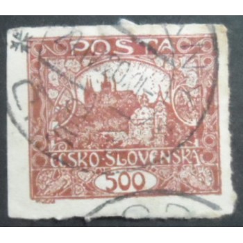 Selo postal da Tchecoslováquia de 1919 Prague Castle 500