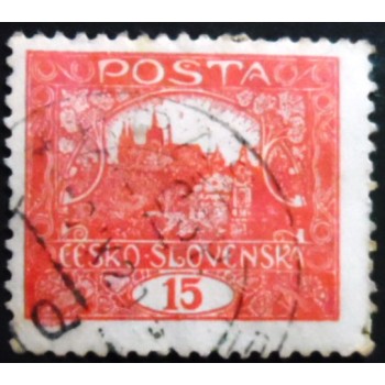 Selo postal da Tchecoslováquia de 1919 Prague Castle 15 C