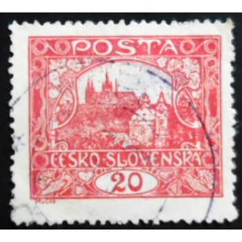 Selo postal da Tchecoslováquia de 1920 Prague Castle 20 D