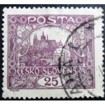 Selo postal da Tchecoslováquia de 1919 Prague Castle 25 D