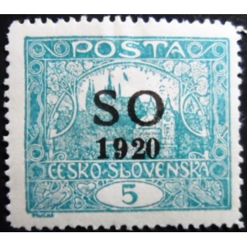 Selo postal de Este Silésia de 1920 Prague Castle overprint SO 1920