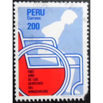 Selo postal do Peru de 1982 Man on Wheelchair