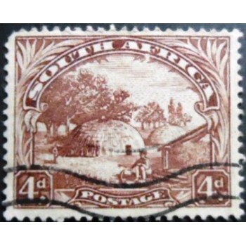 Selo postal da África do Sul de 1932 Native Kraal 4 South