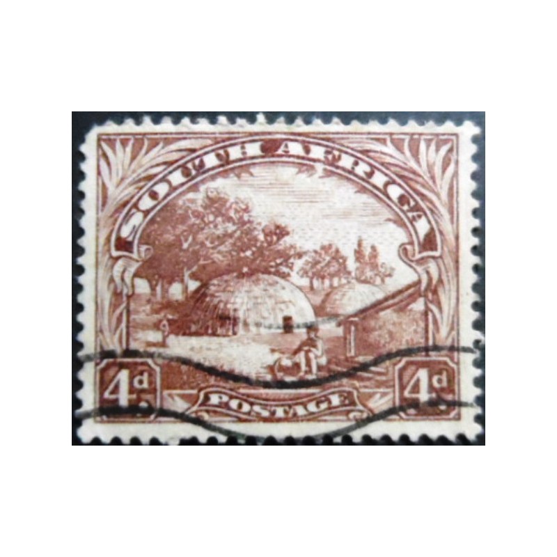 Selo postal da África do Sul de 1932 Native Kraal 4 South