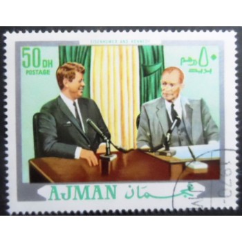 Selo postal de Ajman de 1970 Eisenhower and Kennedy