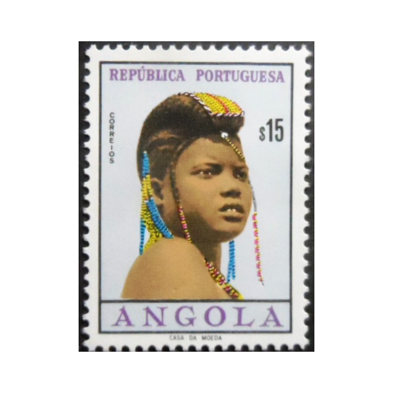 Selo postal de Angola de 1961 Girls of Angola 15 M