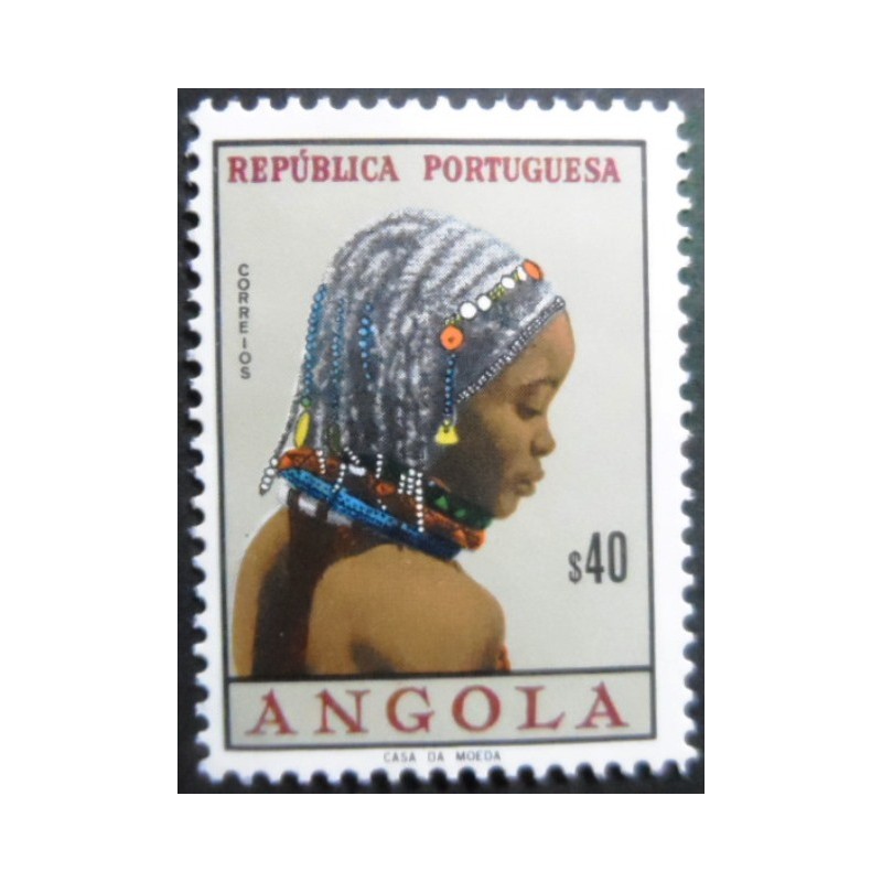 Selo postal definitivo de 1961 Angola 40 M