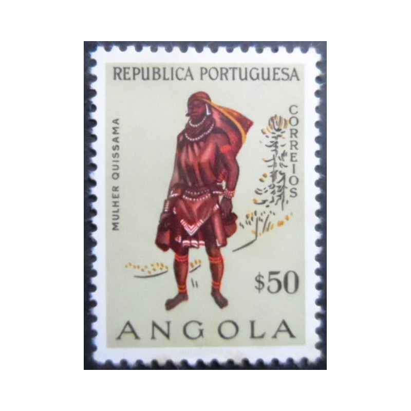 Selo postal de Angola de 1957 Quissama womam