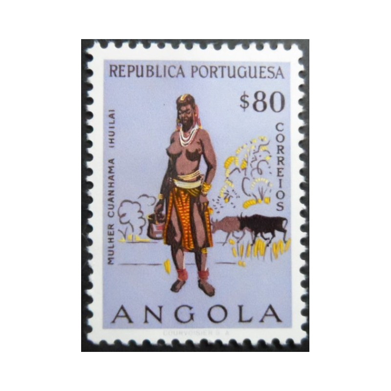 Selo postal de Angola de 1957 Cuanhama woman