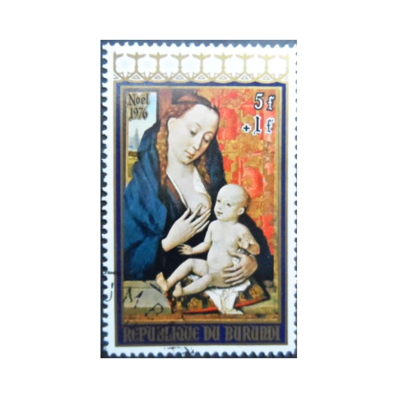 Selo postal do Burundi de 1976 Virgin and child