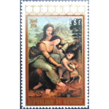 Selo postal do Burundi de 1976 Virgin & Child with St. Anne