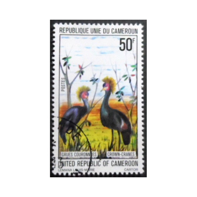 Selo postal de Camarões de 1977 Black Crowned Crane MCC