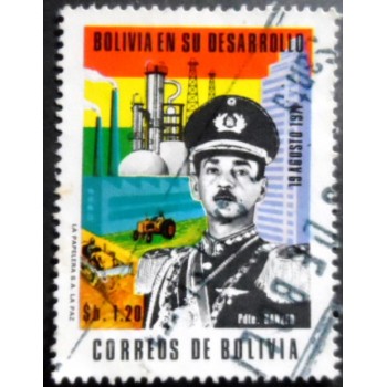 Selo postal da Bolívia de 1972 President Banzer Suarez Hugo