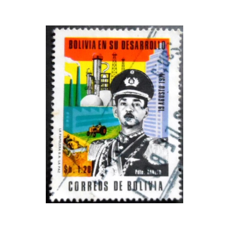 Selo postal da Bolívia de 1972 President Banzer Suarez Hugo