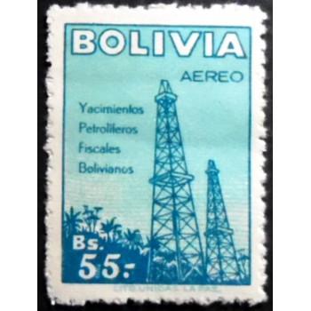 Selo postal da Bolívia de 1955 Oil Derricks 55