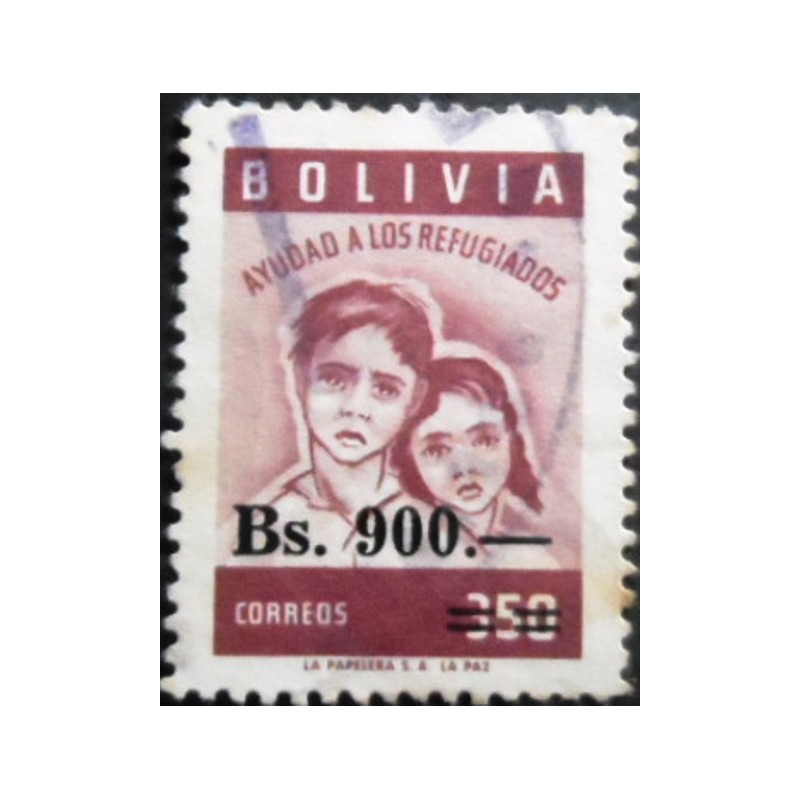 Selo postal da Bolívia de 1962 Refugee children 900