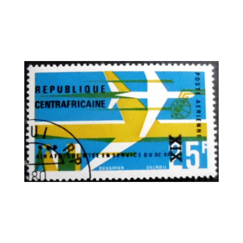 Selo postal da Rep Centro Africana de 1967 Air Afrique DC-8F