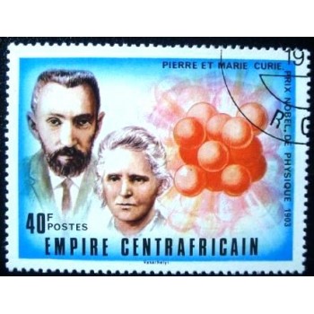Selo postal da Rep. Centro Africana de 1977 Pierre and Marie Curie MCC