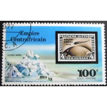 Selo da Rep. Centro Africana de 1977 North Pole and German Stamp