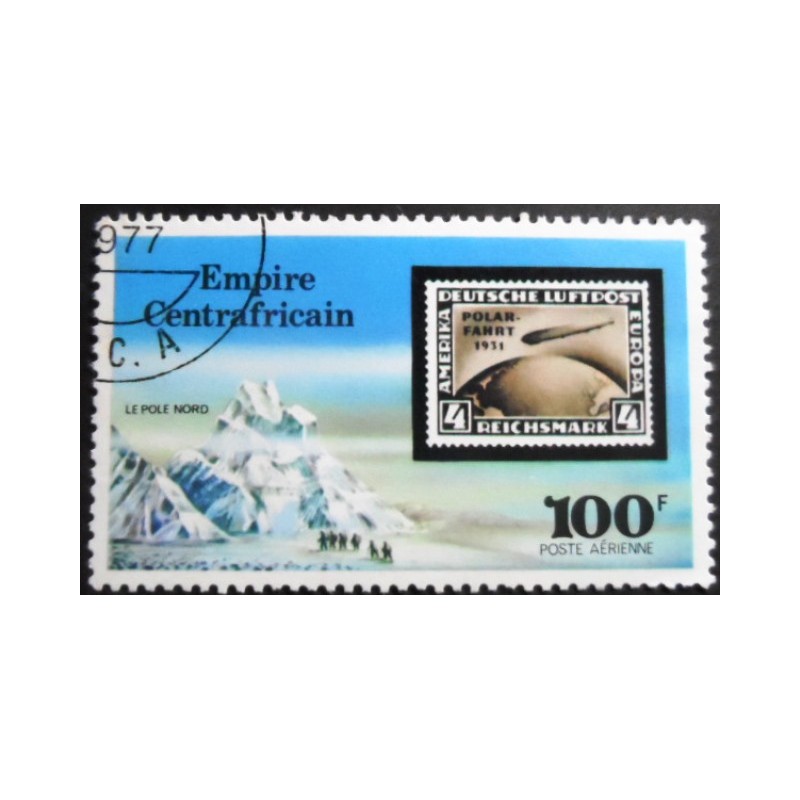 Selo da Rep. Centro Africana de 1977 North Pole and German Stamp