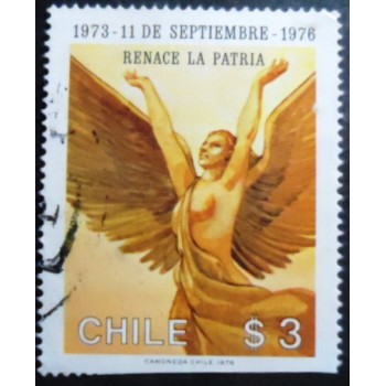 Selo postal do Chile de 1976 Winged woman