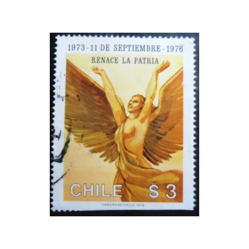 Selo postal do Chile de 1976 Winged woman