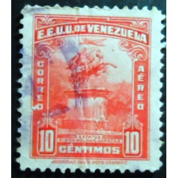 Selo postal da Venezuela de 1942 Statue of Bolivar at Caracas