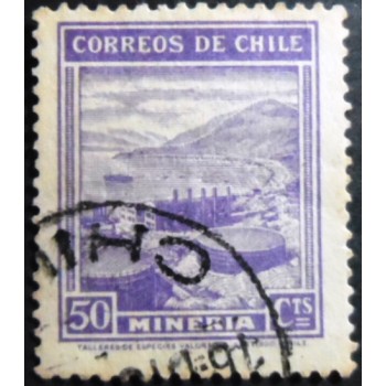 Selo postal do Chile de 1938 Petroleum tanks 50