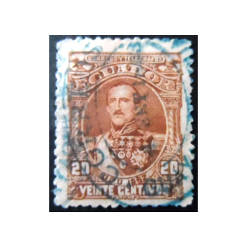 Selo postal do Equador de 1892 Juan José Flores 20 U
