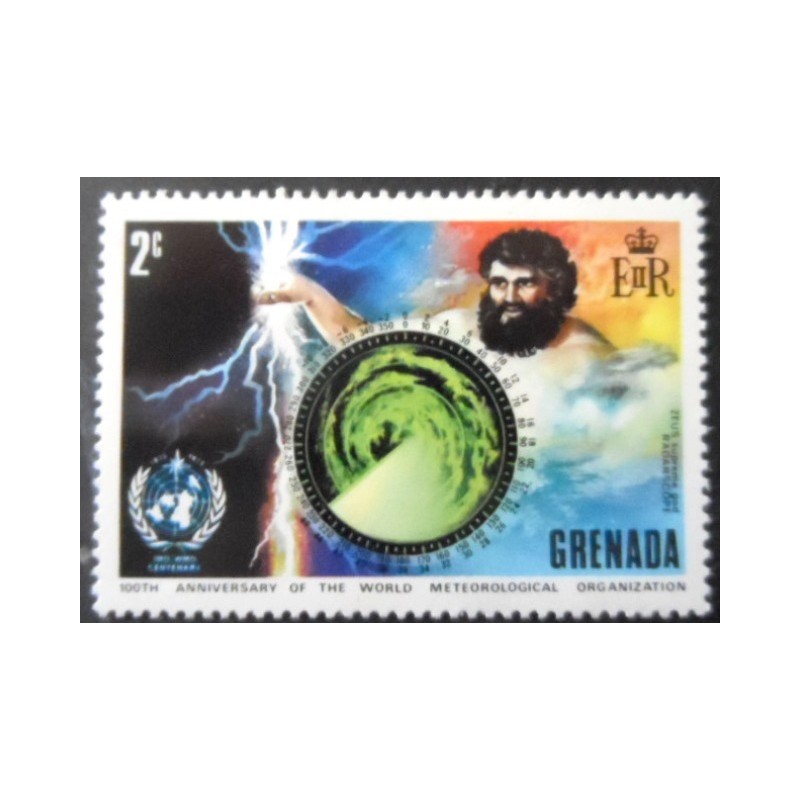 Imagem do selo postal de Granada de 1973 Zeus anunciado