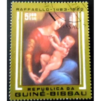Selo postal da Guiné Bissau de 1983 Orleans Madonna