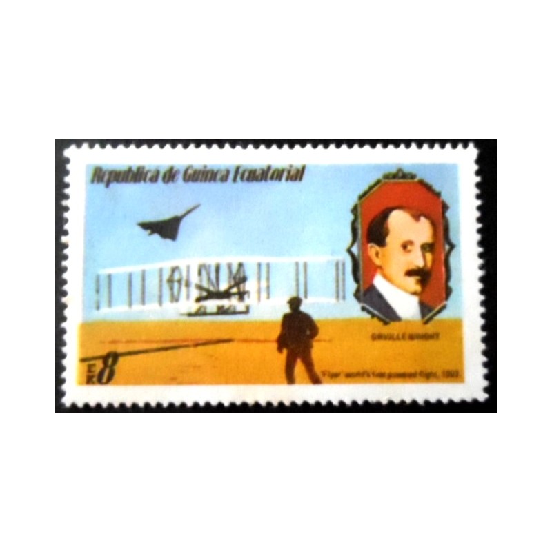 Selo postal da Guiné Equatorial de 1979 Wright Brothers Flyer