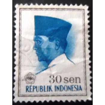 Selo postal da Indonésia de 1966 President Sukarno 30 U