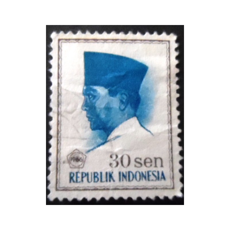 Selo postal da Indonésia de 1966 President Sukarno 30 U