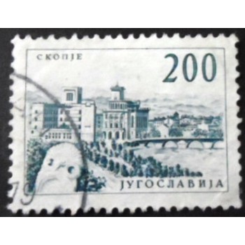 Selo postal da Iuguslávia de 1962 Vardar Bridge at Skopje